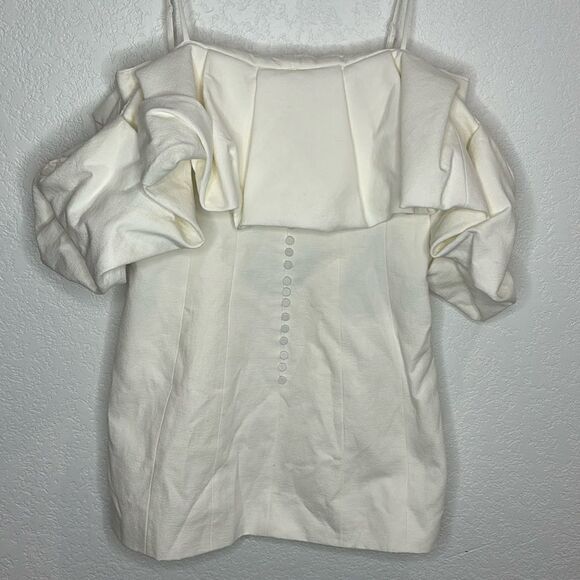 NWT SIMKHAI Puffed Off-The-Shoulder Minidress Natural White Size 10 - Picture 2 of 12